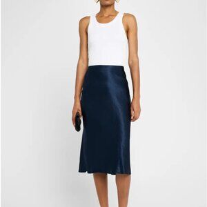 Vince Navy Satin Slip Skirt